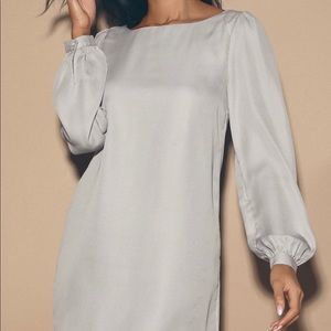 Lulus Status Update Light Grey Shift Dress